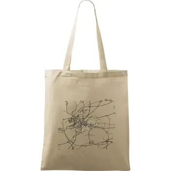 Nákupní taška Mapy měst černobílé Slaný - Taška bavlněná - 42 x 38 cm ( Naturální )