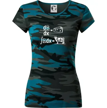 Dámské oblečení Matematika mléko - Dámské maskáčové triko - S ( Petrolejová maskáč )