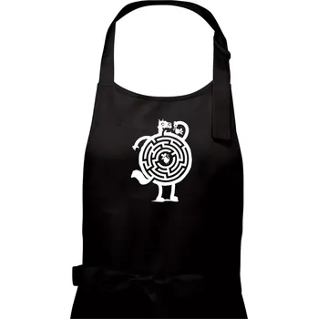 Kuchyňská zástěra Kočka a myš bludiště - Pánská zástěra na vaření - Univerzální velikost ( Černá )