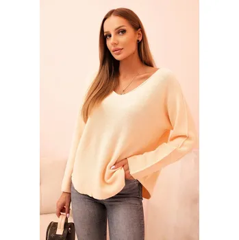 Dámský svetr Svetr dámský s viskózou s výstřihem do V meruňkový UNI