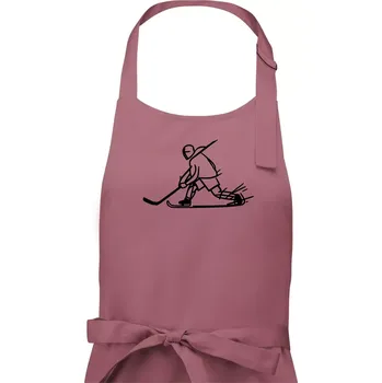Kuchyňská zástěra Kreslený hokejista tučnou fixou - Pánská zástěra na vaření - Univerzální velikost ( Starorůžová )