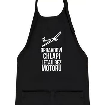 Kuchyňská zástěra Opravdovi chlapi létají bez motoru - Dětská zástěra na vaření - Univerzální velikost ( Černá )