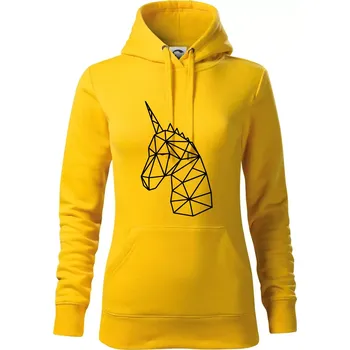 Dámská mikina Geometrie - Jednorožec - Mikina dámská Cape s kapucí - XS ( Žlutá )