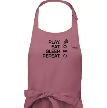 Kuchyňská zástěra Play eat sleep repeat padel - Pánská zástěra na vaření - Univerzální velikost ( Starorůžová )