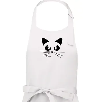 Kuchyňská zástěra Kočka mňau - Dámská zástěra na vaření - Univerzální velikost ( Bílá )