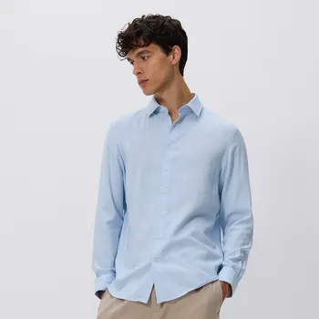 Reserved - Hladká košile regular fit - bleděmodrá - 214BK-05M - 214BK-05M-L