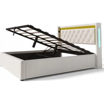 Postel Dřevěná manželská postel Arhatreya 140x200 cm šedá