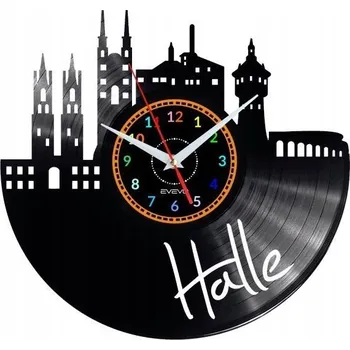 Hodiny HALLE NÁSTĚNNÉ HODINY DEKORATIVNÍ MODERNÍ VINYLOVÁ DESKA