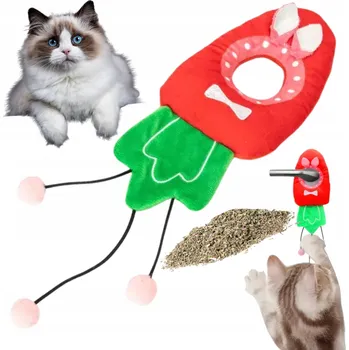 Hračka pro kočku Hračka pro kočky se šantou kočičí Wesoły Pupil Hračka pro kočky SZELESZCZĄCA z KOCIMIĘTKĄ INTERAKTIVNÍ plyšová mrkev