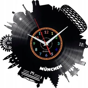 Hodiny MNICHOV HODINY NÁSTĚNNÉ DEKORATIVNÍ MODERNÍ VINYLOVÁ DESKA VINYL JAKO DÁREK