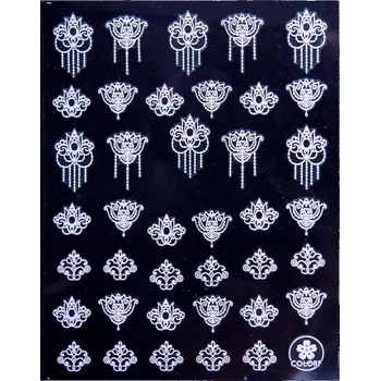 Samolepky na Zdobení Nehtů, Samolepící Vzory, Ornamenty Bílé CB-174