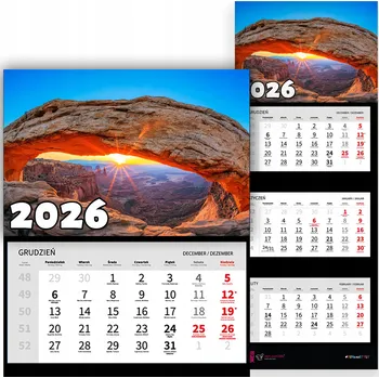 Kalendář Kalendář 2026 trojdílný – krajiny, výhledy, příroda a klid MIX VZORŮ