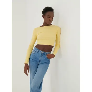 Sinsay - Crop top z žebrovaného úpletu - žlutá - 7752J-11X - 7752J-11X-L