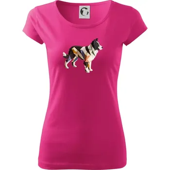 Border colie slepená z papíru - Dámské triko Pure - 3XL ( Purpurová )