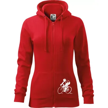 Dámská mikina Silniční cyklista - Dámská mikina trendy zipper s kapucí - M ( Červená )