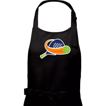 Kuchyňská zástěra Padel logo barevné - Dámská zástěra na vaření - Univerzální velikost ( Černá )