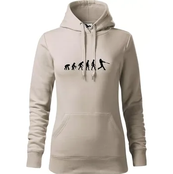 Dámská mikina Evoluce baseball pálkař odpal - Mikina dámská Cape s kapucí - L ( Ledově šedá )