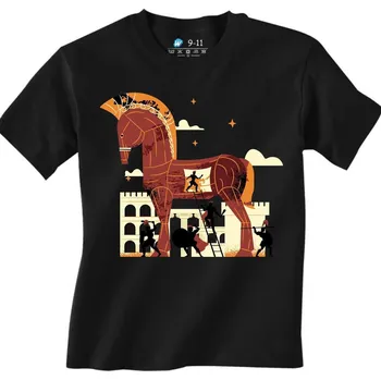 Chlapecké tričko Dětské tričko Trójský kůň (Velikost: 3-4, Barva: Černá)