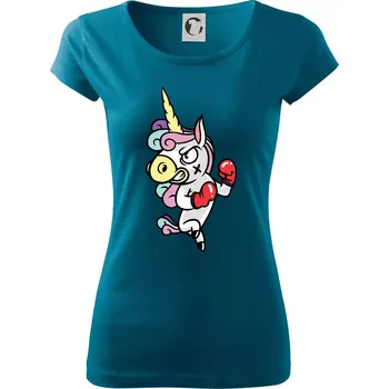 Jednorožec box - Dámské triko Pure - L ( Petrolejová )