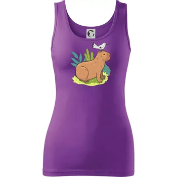 Dámské tričko Kapybara a ptáček - Dámské tílko - 2XL ( Fialová )