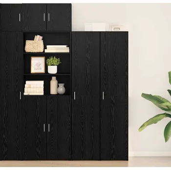 Příborník do zásuvky vidaXL Vysoký bufet 2 pcs Černý dub 40 x 42,5 x 185 cm [3365581]