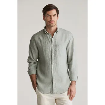 Pánská košile KOŠILE GANT REG LINEN SHIRT KALAMATA GREEN