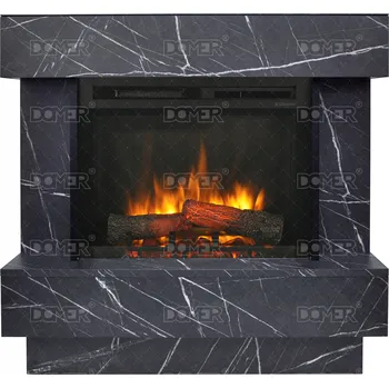 Stojící elektrický krb s topením Domer černý 1500 W 92,5 x 91 x 32 cm