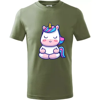 Yoga jednorožec - relax - Tričko dětské bavlněné - 158 cm/12 let ( Khaki )