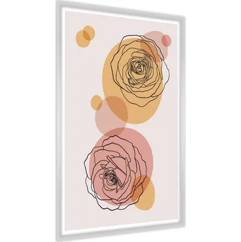 Obraz Plakát v rámu Růže KVĚTINY ve stylu Line Art 60x80