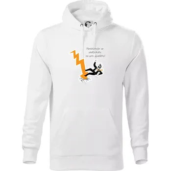 Pánská mikina Nedotýkejte se elektrikáře na zem spadlého - Mikina pánská Cape s kapucí - 5XL ( Bílá )