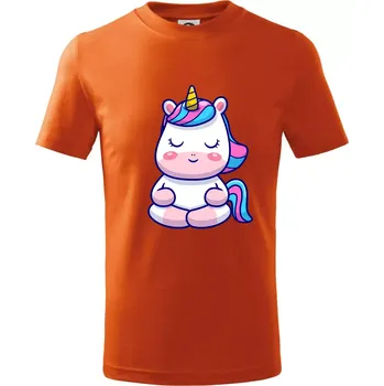Chlapecké tričko Yoga jednorožec - relax - Tričko dětské bavlněné - 146 cm/10 let ( Oranžová )