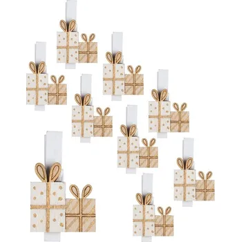 Vánoční dekorace Dárky na kolíčku 3 cm zlaté