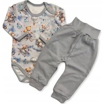 Kojenecká souprava NOVOROZENECKÁ SOUPRAVA pro chlapečka, velikost 68, body s dlouhým rukávem + kraťasy LÉTAJÍCÍ MEDVÍDEK