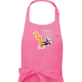 Kuchyňská zástěra Nedotýkejte se elektrikáře na zem spadlého - Pánská zástěra na vaření - Univerzální velikost ( Růžová )