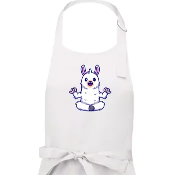 Kuchyňská zástěra Yoga meditace - lama - Dámská zástěra na vaření - Univerzální velikost ( Bílá )