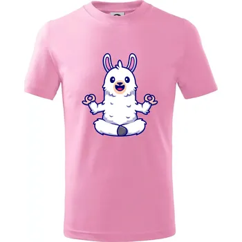 Chlapecké tričko Yoga meditace - lama - Tričko dětské bavlněné - 158 cm/12 let ( Růžová )