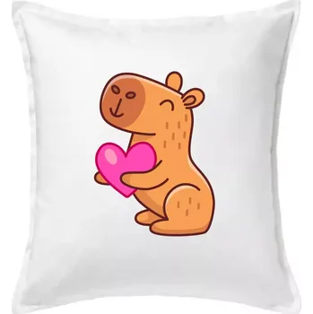 Polštář Zamilovaná kapybara - Polštář 50x50 - 50x50 - Včetně výplně ( Bílá )