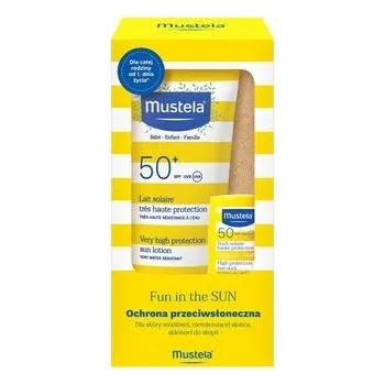 Přípravek na opalování MUSTELA Fun In The Sun SADA KOSMETIKY opalovací mléko SPF50 + tyčinka SPF50