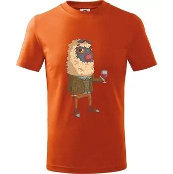 Alpaka s vínem muž - Tričko dětské bavlněné - 146 cm/10 let ( Oranžová )