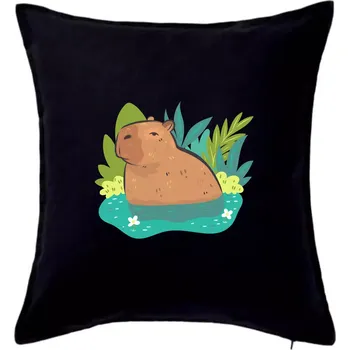 Polštář Kapybara ve vodě - Polštář 50x50 - 50x50 - Pouze potah ( Černá )