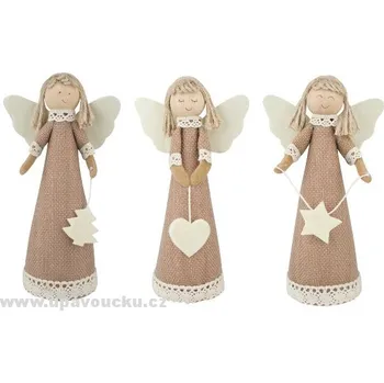 Vánoce Anděl jutový s krajkou
