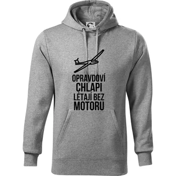 Pánská mikina Opravdovi chlapi létají bez motoru - Mikina pánská Cape s kapucí - 5XL ( Tmavě šedý melír )