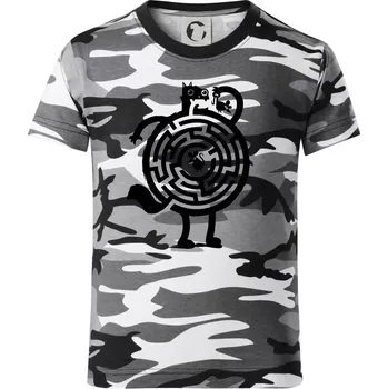 Chlapecké tričko Kočka a myš bludiště - Dětské maskáčové triko - 146 cm/10 let ( Šedý maskáč )