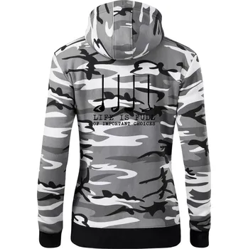 Dámská mikina Golf - life is full of important choices - Dámská mikina trendy zipper s kapucí - XS ( Šedý maskáč )