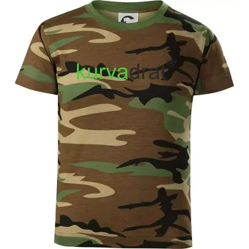 KurvaDrát - Dětské maskáčové triko - 134 cm/8 let ( Hnědý maskáč )