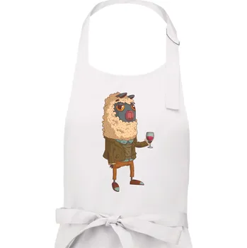 Kuchyňská zástěra Alpaka s vínem muž - Pánská zástěra na vaření - Univerzální velikost ( Bílá )
