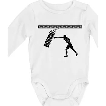 Kojenecký body Boxing boxer - Body kojenecké s dlouhým rukávem - Dlouhý r. do 3 měs ( Bílá )