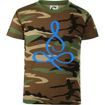 Chlapecké tričko Yoga - lotus modrý (Moňas) - Dětské maskáčové triko - 146 cm/10 let ( Hnědý maskáč )