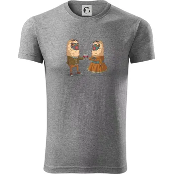 Pánské tričko Alpaky s vínem pár - Viper FIT - Pánské zůžené tričko - S ( Tmavě šedý melír )