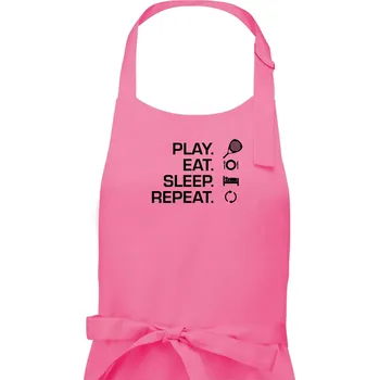 Kuchyňská zástěra Play eat sleep repeat padel - Dámská zástěra na vaření - Univerzální velikost ( Růžová )